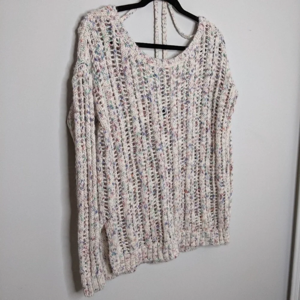 AEO Open Knit Keyhole Confetti Sweater Sz M